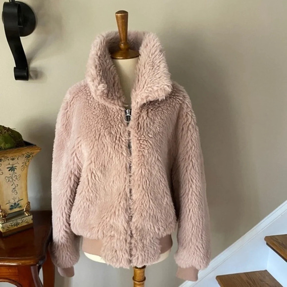 Anthropologie Bagatelle Faux Fur  Teddy Bomber Jacket  M - Picture 1 of 5